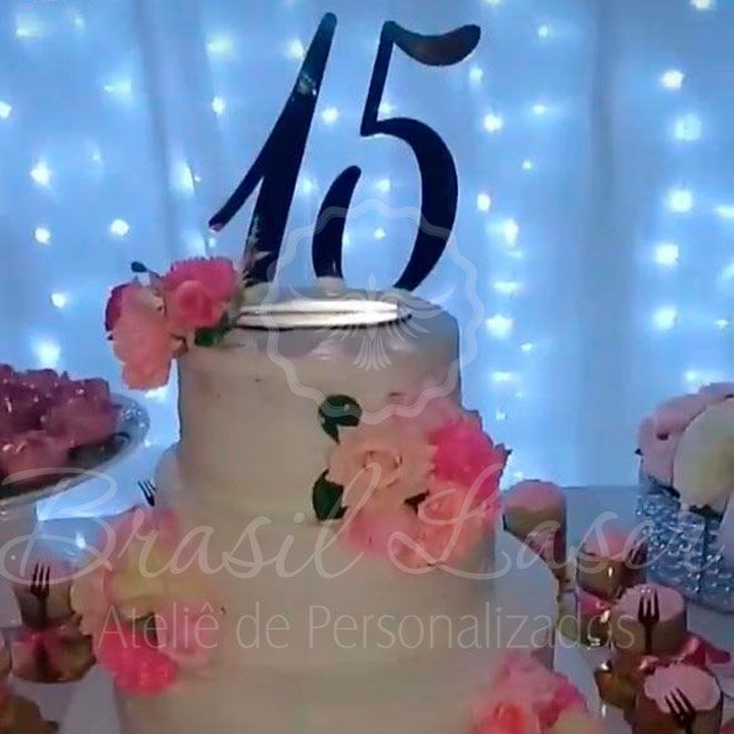 Topper personalizado para bolo de aniversário, rosa, azul, dourado, prata,  nome personalizado, doces 16, para festa