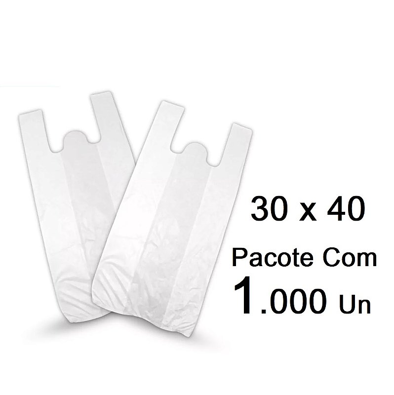 Sacolas Branca Fina 30x40 com 1.000 Unidades