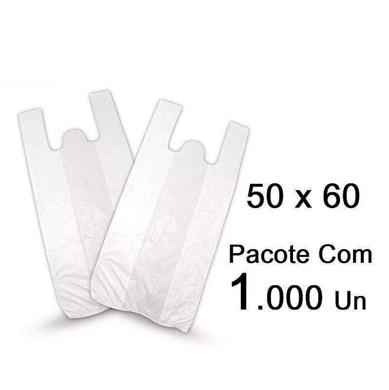 Sacolas Branca Fina 50x60 com 1.000 Unidades