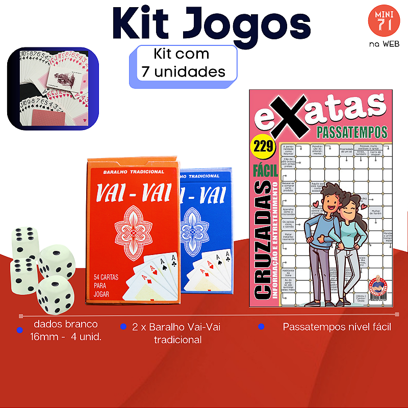 Kit - 02 Jogos de Cartas Baralho Tradicional Vai-Vai - Mini71 na Web