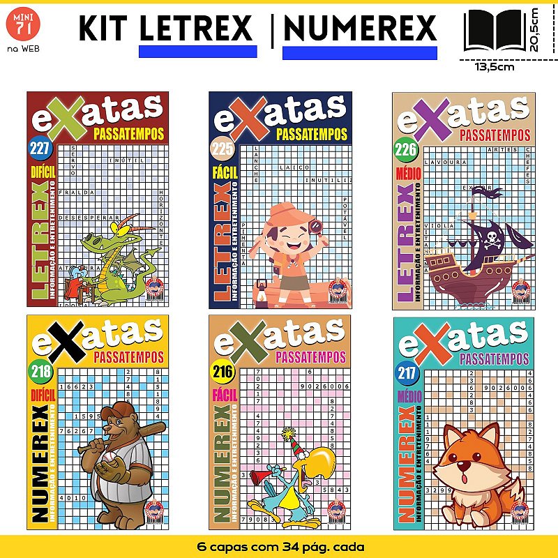 Kit com 6 unid. Passatempo Letrex e Numerex - Mini71 na Web