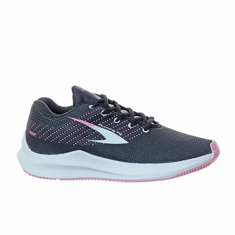 Tênis Feminino De Corrida Esportivo Academia Preto E Rosa Confortável ...