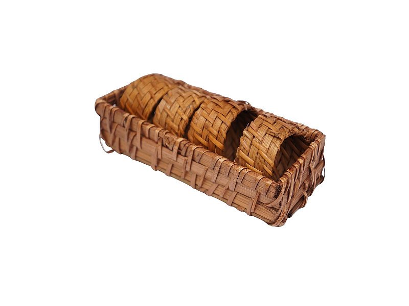 Conjunto com 4 porta-guardanapos rattan circular