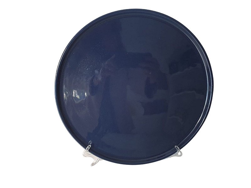 Prato raso de cerâmica Vadim azul marinho