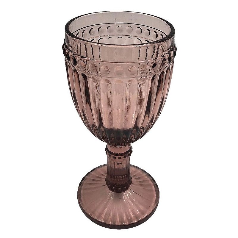 Conjunto de 6 taças de vinho de vidro rosa INCASA de 180 ml
