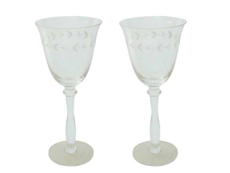 Conjunto de 6 taças de vinho de vidro transparente lapidado