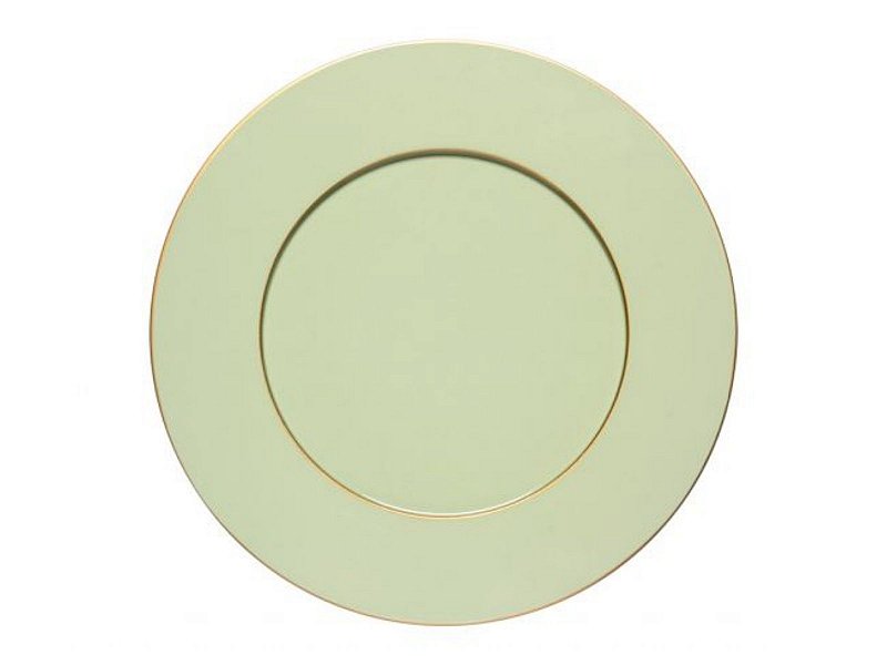 Sousplat de madeira laqueada Celadon e frisos dourados