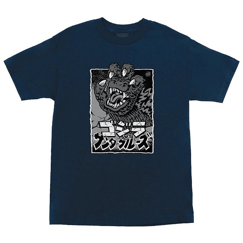CAMISETA SANTA CRUZ GODZILLA HAND AZUL MARINHO TAMANHO L (G
