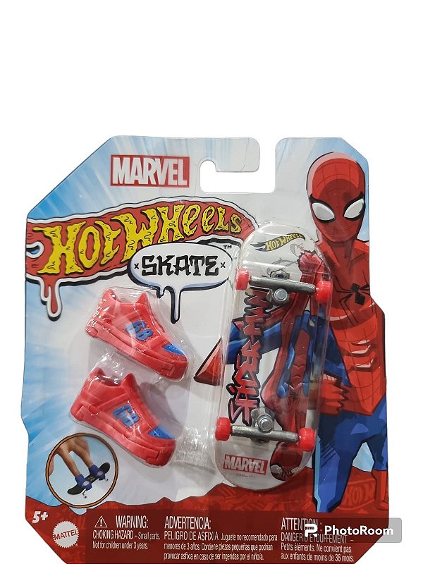 Hot Wheels Skate De Dedo Com Tenis Homem Aranha