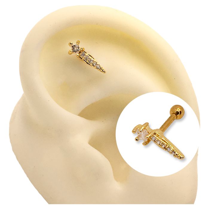 Piercing Orelha Flat Helix Microbell Cobrinha Dourado