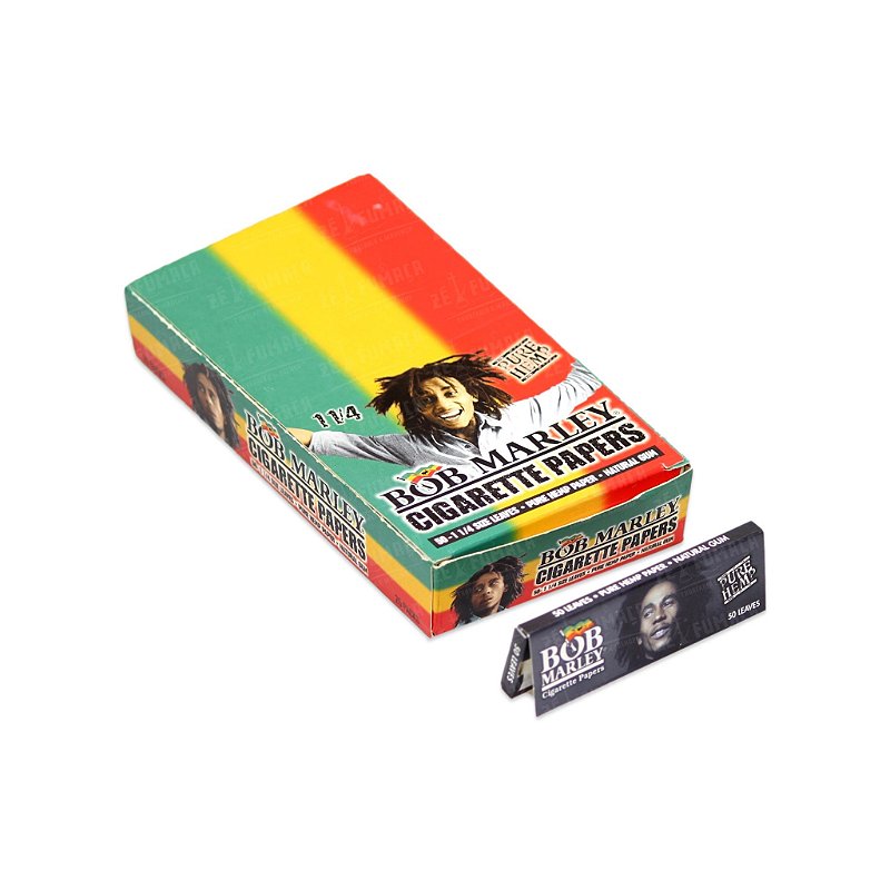 Caixa de Seda Pure Hemp Bob Marley 1 1/4 - Zé Fumaça - Tabacaria e