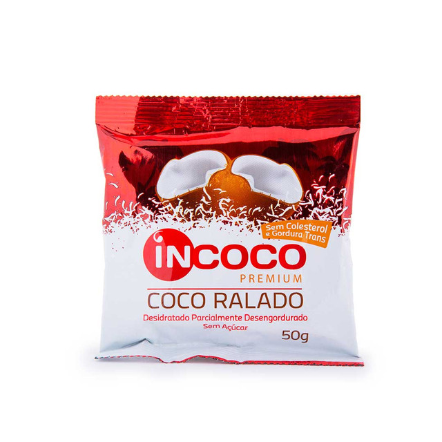 Coco Ralado Incoco Desidratado Sem Açucar 50Gr - Embalagem