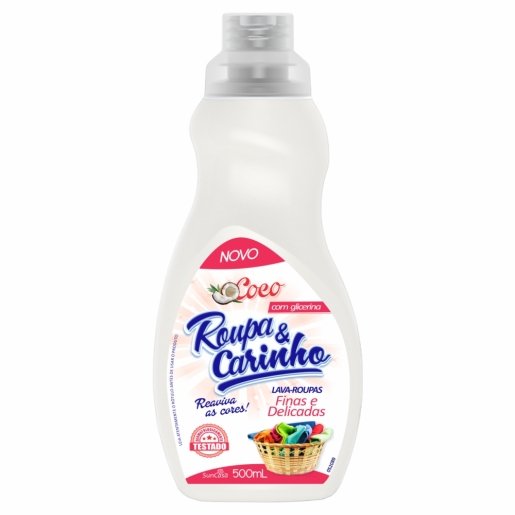 Lava Roupas Liquido Roupa & Carinho Coco 500Ml - Embalagem 12X500 ML ...