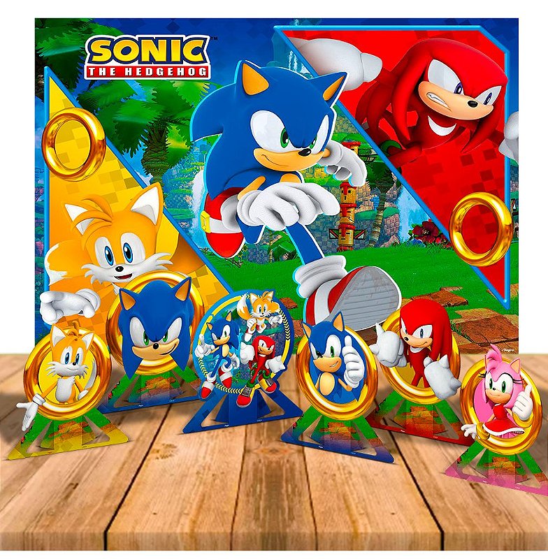 Festa Sonic - Display de Mesa - Faça em Casa 