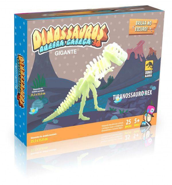 Quebra Cabeça Dino T-REX 3D ( Brilha no Escuro) – Zepelim Brinquedos  Educativos