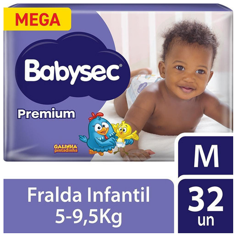 Fralda Infantil Babysec Galinha Pintadinha Premium M com 32