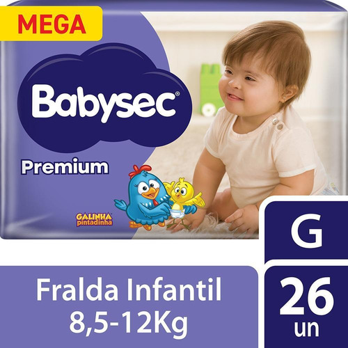 Fralda Infantil Babysec Galinha Pintadinha Premium G com 26