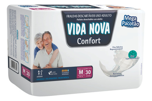 Fralda Geriátrica Adulto Vida Nova Confort Tamanho M C/30