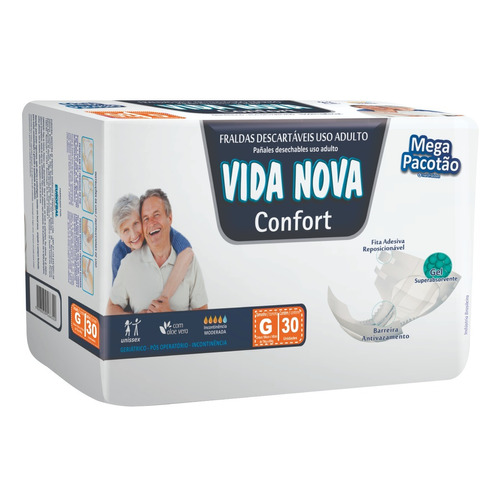 Fralda Geriátrica Adulto Vida Nova Confort Tamanho G C/30