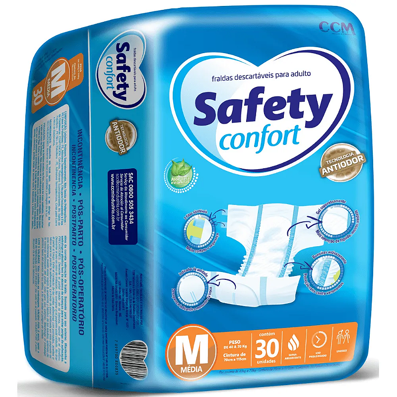 Fralda Geriátrica Adulto Safety Confort Tamanho: M, G, XG