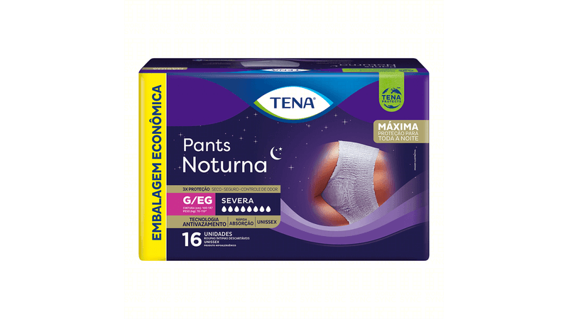 Fralda Calça Tena Noturna P/M  e G/eg Com 16 unidades