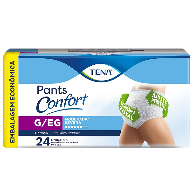Fralda Geriátrica Tena Pants Confort P/M ou G/eg com 24 unid