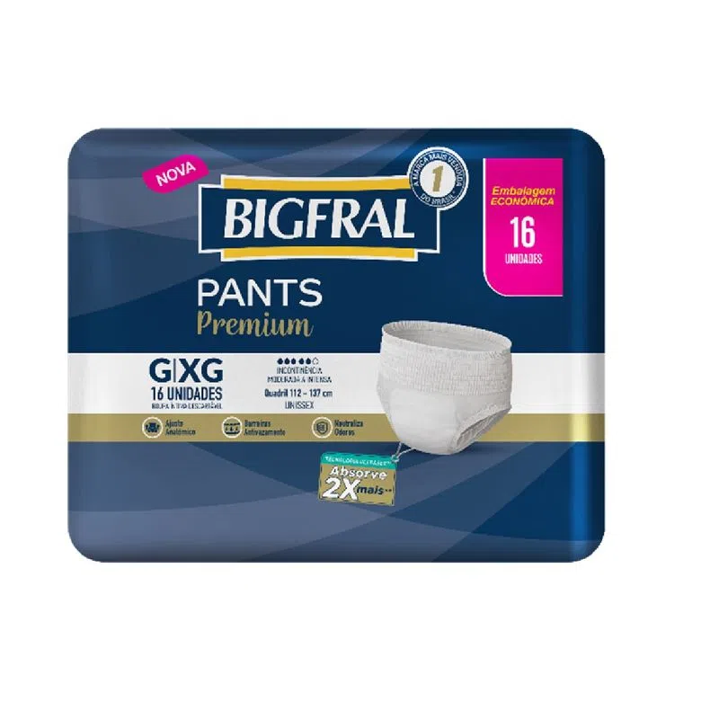 Roupa Íntima Bigfral Pants Premium P/m ou G/XG 16 Unidades