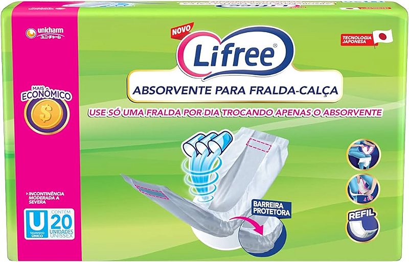 Absorvente Geriátrico Lifree Para Fralda Calça Refil C/20 Un