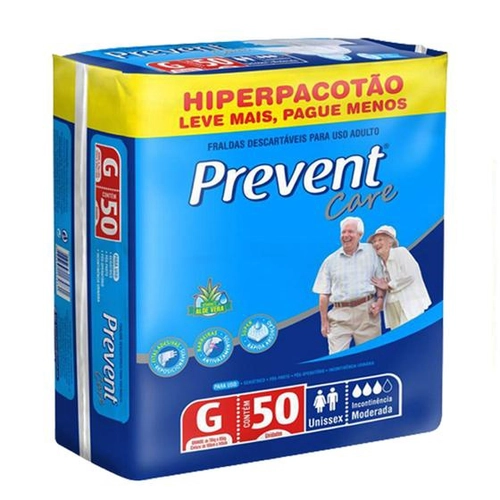 Fraldas Geriátrica Adulto Prevent Care - G com 50Un