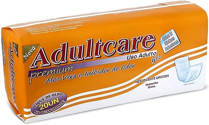 Absorvente Geriátrico Adultcare Premium Unissex 20 Unidades c/ cola