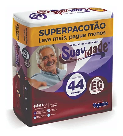 Fralda Geriátrica Adulto Suavidade Pacotão M, G, XG