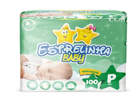 Fralda Infantil Pacotão Estrelinha Baby Tamanho: P com 100
