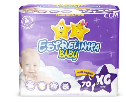 Fralda Infantil Pacotão Estrelinha Baby Tamanho: XG com 70