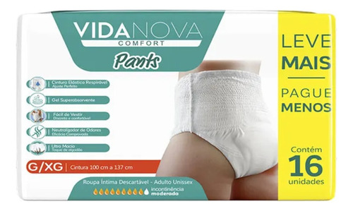 Fralda Calça Roupa Intima Vida Nova Pants P/M e G/XG com 16