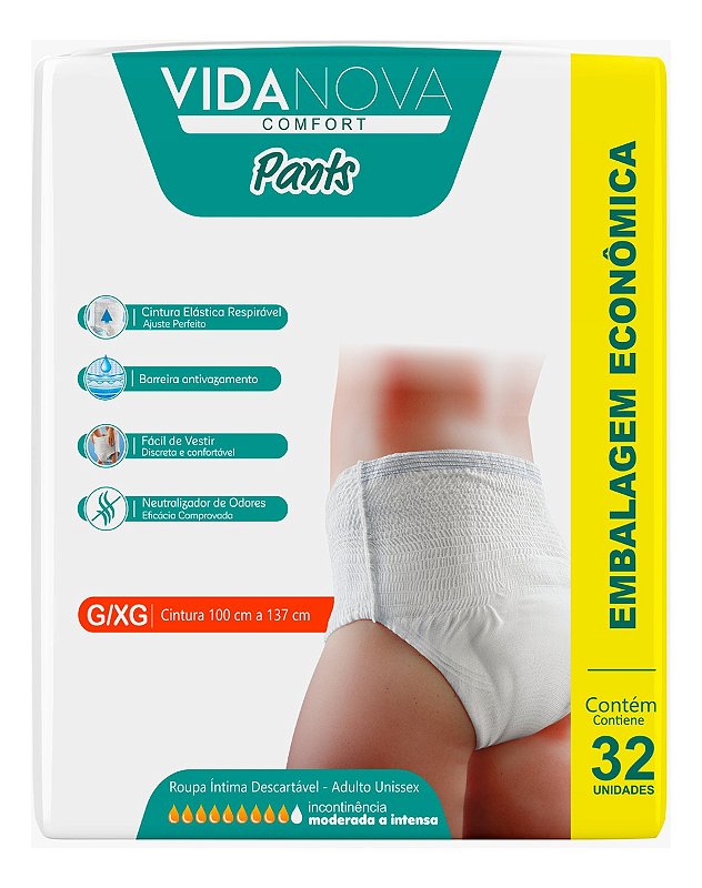 Fralda Roupa Intima Vida Nova Pants Comfort com 32- P/M G/XG