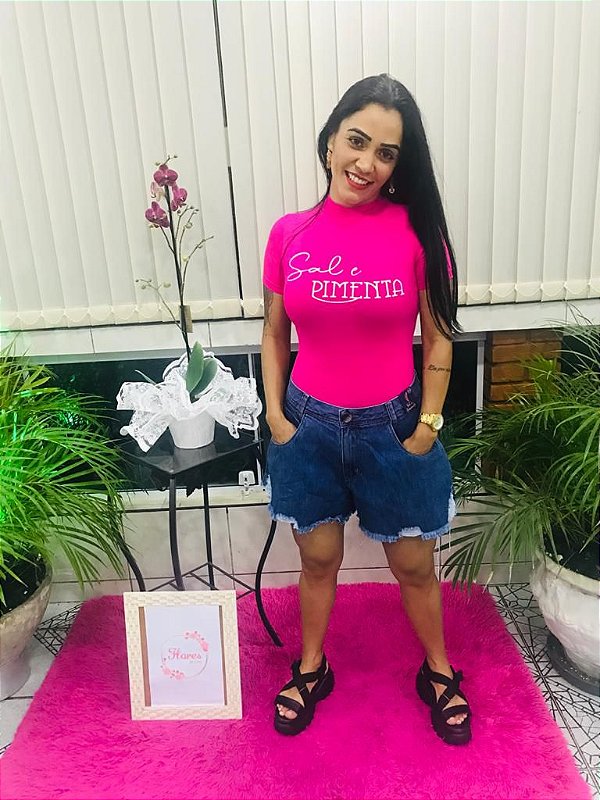 Body Sal e Pimenta sem bojo e com Manga Curta Roupas femininas