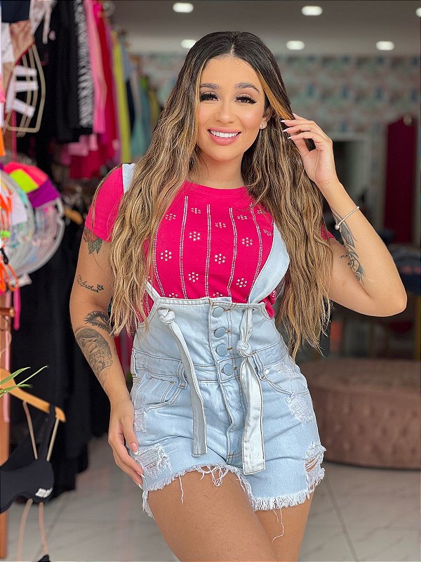 Jardineira Shorts Sal e Pimenta Clara Roupas femininas