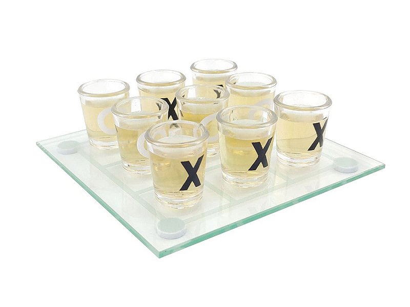 Jogo De Shot Jogo Da Velha Drink Tabuleiro De Vidro 25Cm Com 9 Copos 10Ml :  : Brinquedos e Jogos