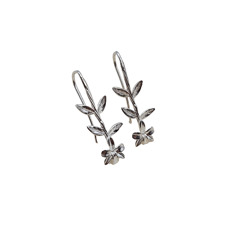 Brinco Orquídea prata gancho