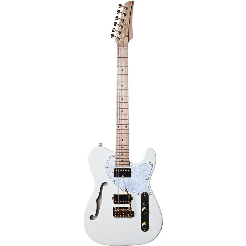 Guitarra Seizi Katana Kabuki White Gold Maple Semi Hollow c/ Bag