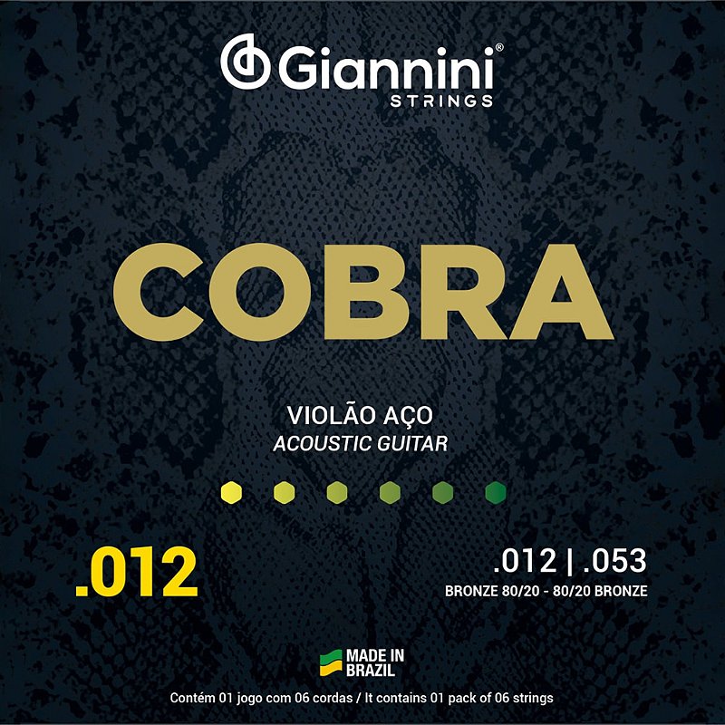 Encordoamento Violão Giannini 012-053 Cobra Bronze 80/20 CA82L