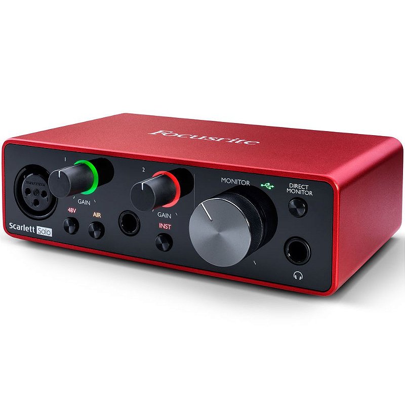 Interface de Audio Focusrite Scarlett Solo 3a Geração para PC e Mac