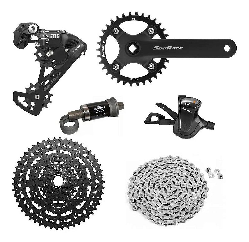 KIT TRANSMISSAO SUNRACE DKM 1X9V Gram Bike