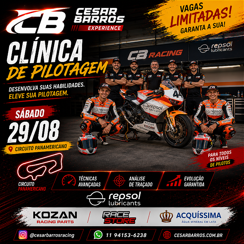 CLÍNICA DE PILOTAGEM/TRACK DAY - CIRCUITO PANAMERICANO - 29/08/26