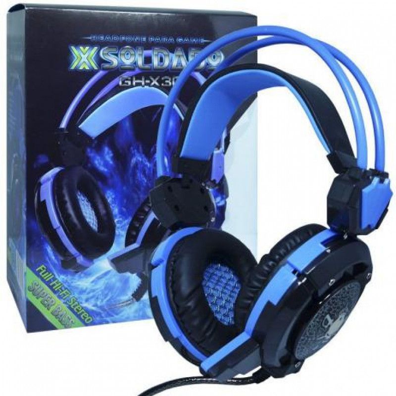 HEADFONE GAMER XSOLDADO COM MICROFONE E LED GH X AZUL VCB Shop