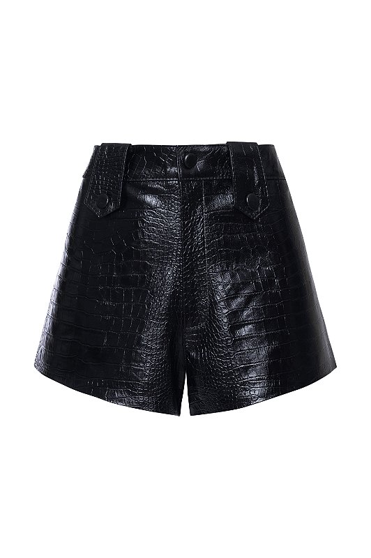 Shorts Couro Cintura Alta - M.LEAL