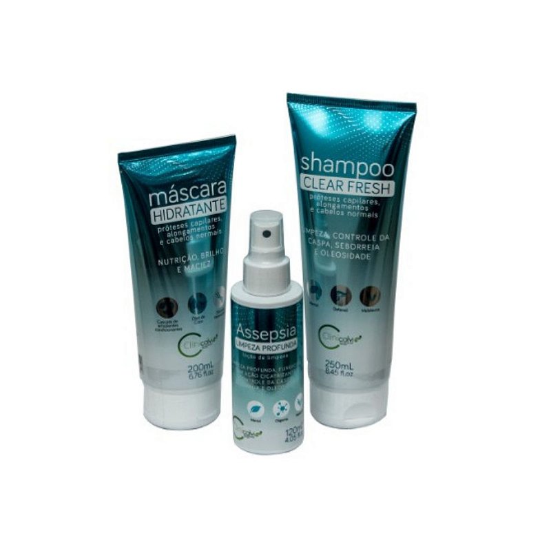 Kit Shampoo 250 ml, Máscara 200 ml e Assepsia 120 ml Clinicalvi Kapilare