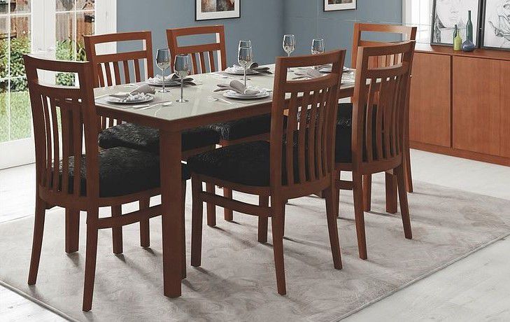 Mesa de Jantar com 6 Cadeiras de Madeira Maciça