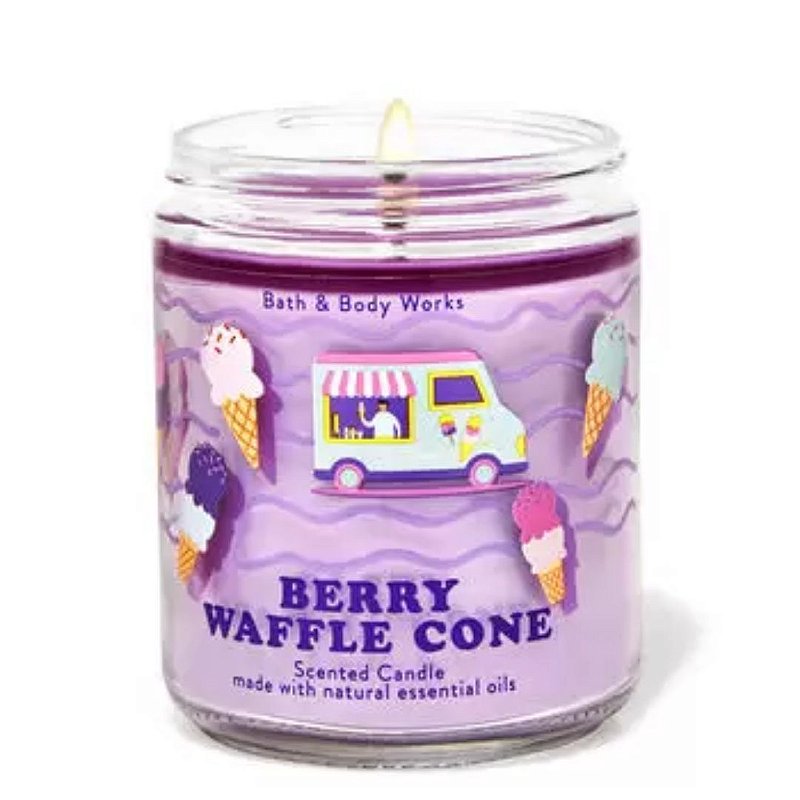 Bath & Body Works BERRY WAFFLE CONE Single Wick Candle | Vela 198g