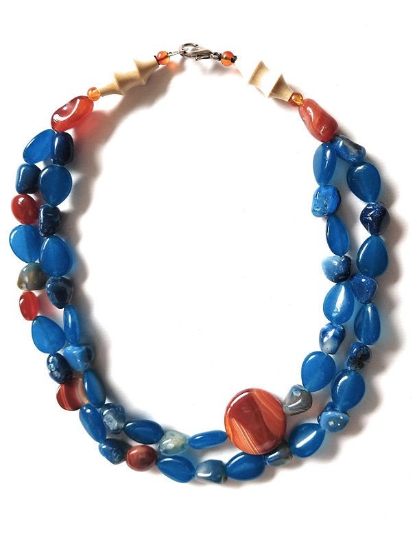 Colar pedras Ágatas bic e âmbar